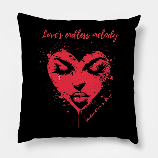 Love's endless melody. A Valentines Day Celebration Quote With Heart-Shaped Woman Pillow by DivShot 