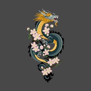 Japanese Dragon and cherry blossoms T-Shirt