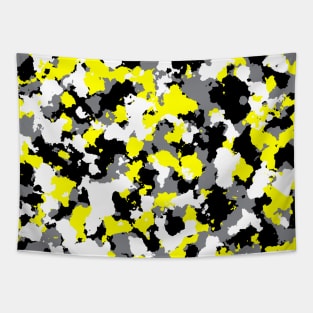 Yellow black white Camouflage Tapestry