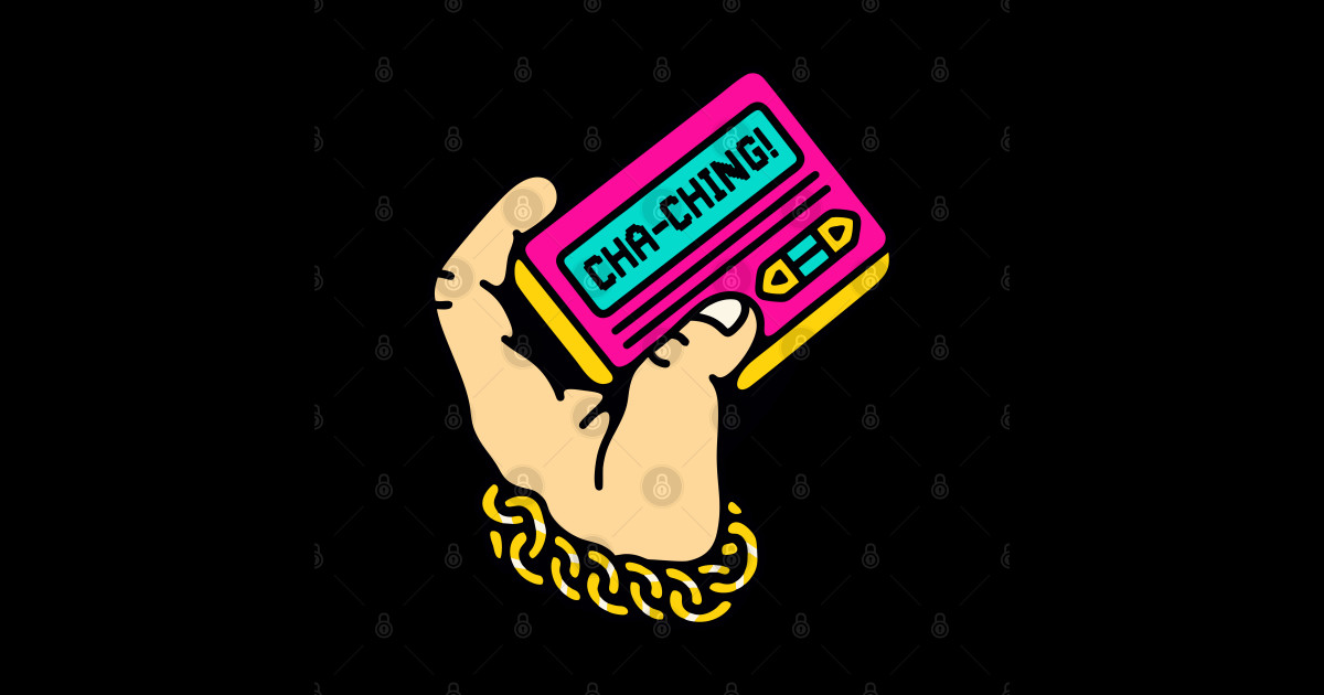 90s pager gold Illustration Artwork Sticker TeePublic