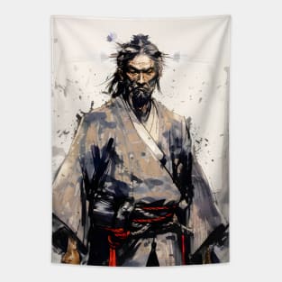 Japanese Ronin Samurai: I Play Alone on a Dark Background Tapestry