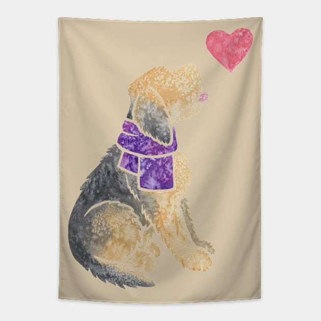 Otterhound watercolour Tapestry by animalartbyjess