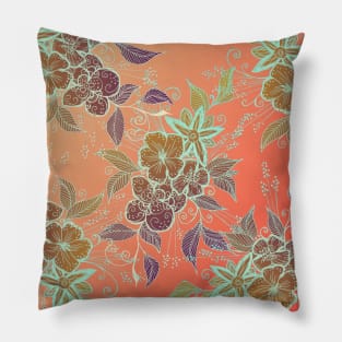 Bronze and Orange Flower Pattern Pillow