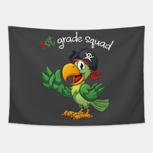 1st First Grade Squad Teacher Kids Gift Funny Parrot Outfit Tapestry