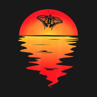 Butterfly vaporwave sunset butter fly synthwave T-Shirt