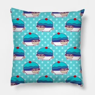 Blue Cupcake Pug Polk-a-dots Pattern Pillow