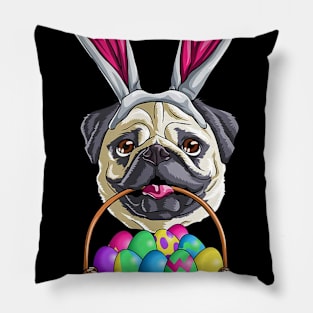 Easter Pug T Shirt Men Women Kids Bunny Basket Eggs Gift Pillow