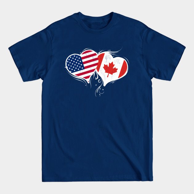 Disover US and Canada flag hearts - Us And Canada - T-Shirt