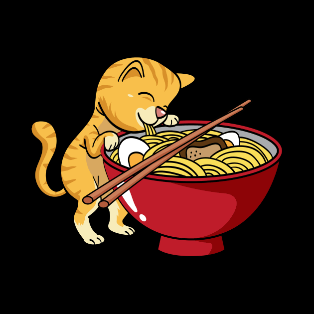 Kawaii Cat Eating Ramen Bowl by Zone32