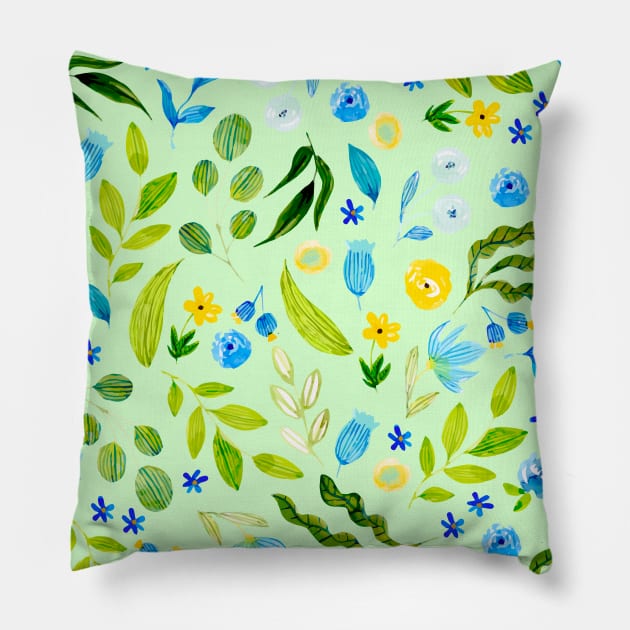 Water color Floral Pattern Artwork Pillow by Clicky Commons