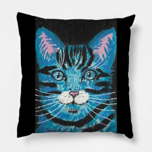 Blue Tabby cat face Pillow