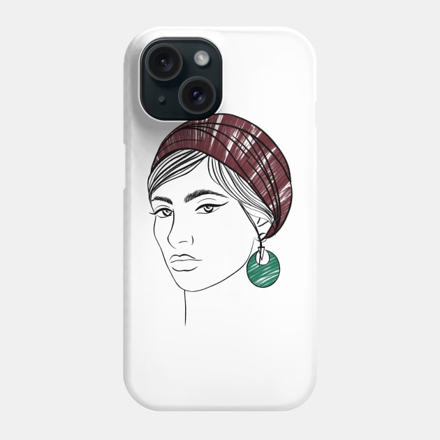 beautiful girl in a burgundy bandana and sunglasses Phone Case by Kuchinska design