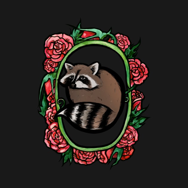 Raccoon Roses by bubbsnugg