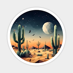 Polygonal Desert with Cactus Magnet