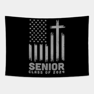 Class Of 2024 Senior 24 Usa Flag Cross Christian Graduation Tapestry