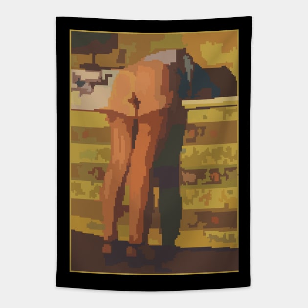 Pixel Art (Retro girl from behind) Tapestry by Dmitry_Buldakov