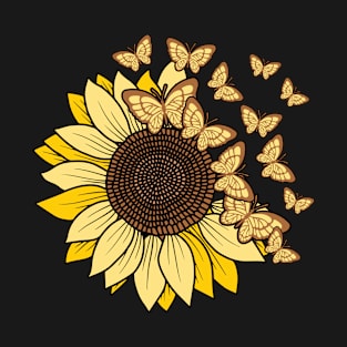 Sunflower Butterfly Butterflies Flying. Sunflower Lover T-Shirt