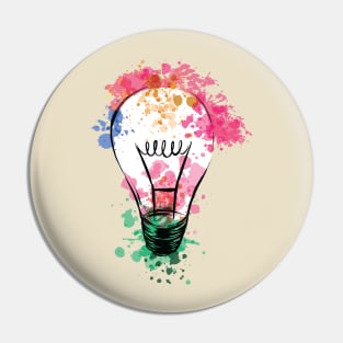 Watercolor Light Bulb Design Pin