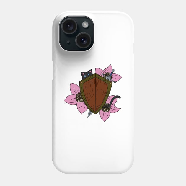 Kitty Sword & Shield Phone Case by Lucca's Factory