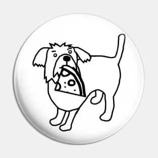 Cute Dog and Funny Pizza Slice Outline Pin