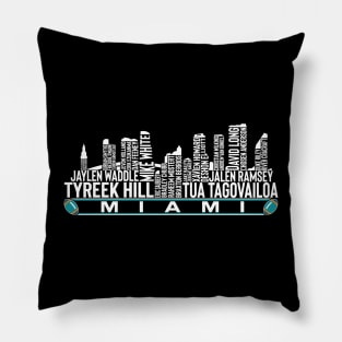 Miami Football Team 23 Player Roster, Miami City Skyline Pillow