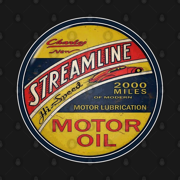 Streamline Motor Lubrication Oil Vintage Sign by Wilcox PhotoArt