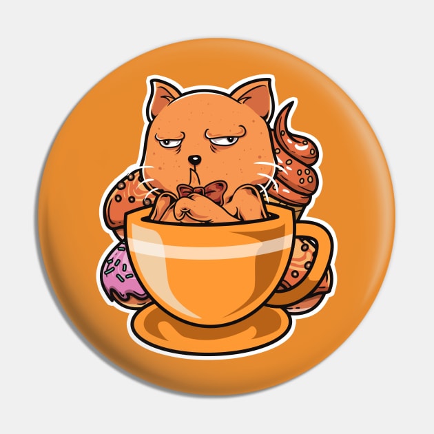 Weird Cat and Coffee Pin by unygara