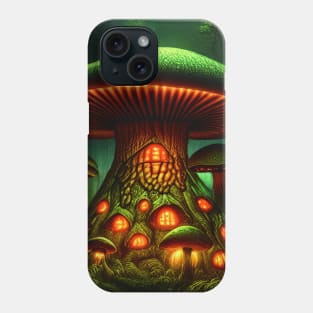 Magical Big Cottage Mushroom House with Lights in Forest with High Trees, Mushroom Aesthetic Phone Case