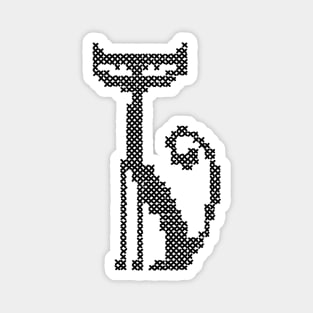 Cross Stitch Black Cat Magnet