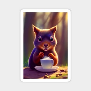 Squirrel with a mug cup of morning coffee Magnet