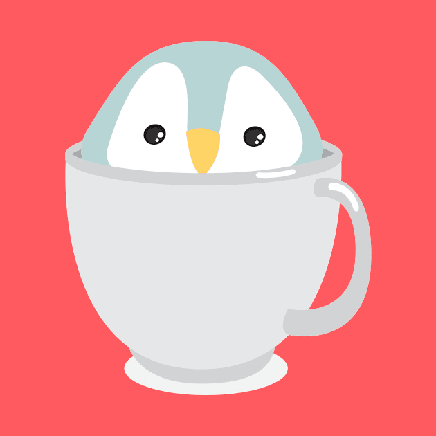 Kawaii Cute Baby Penguin in a Cup Kid Design by Uncle Fred Design