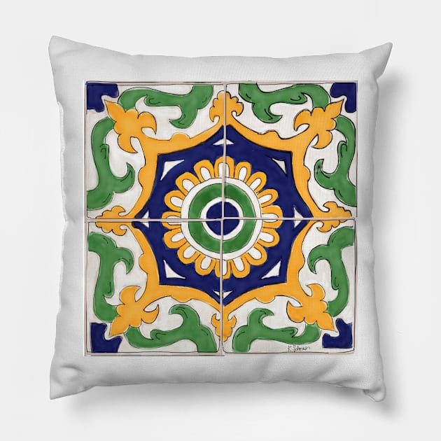 Rio Azul Talavera Pillow by kschowe