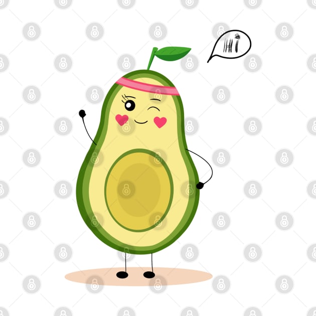 Avocardio, cartoon avocado character, cute avocado, funny food, vegan fun by PrimeStore