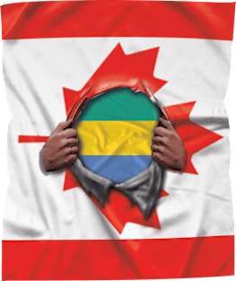 Gabon Flag Canadian Flag Ripped Open - Gift for Gabonese From Gabon Magnet