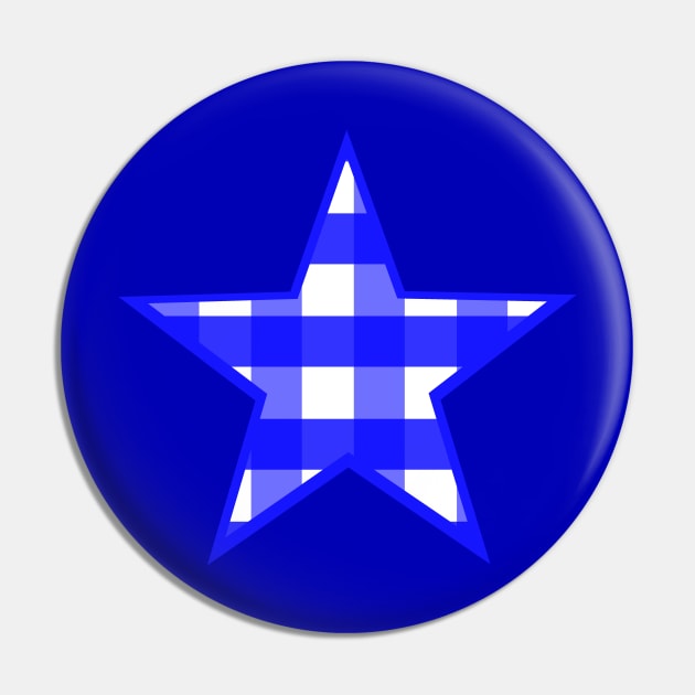 Cobalt Blue and White Buffalo Plaid Star Pin by bumblefuzzies