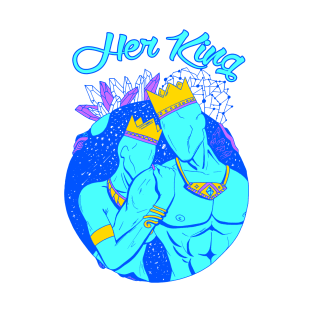 King and Queen Of The Stars - Neon Blue Her King T-Shirt