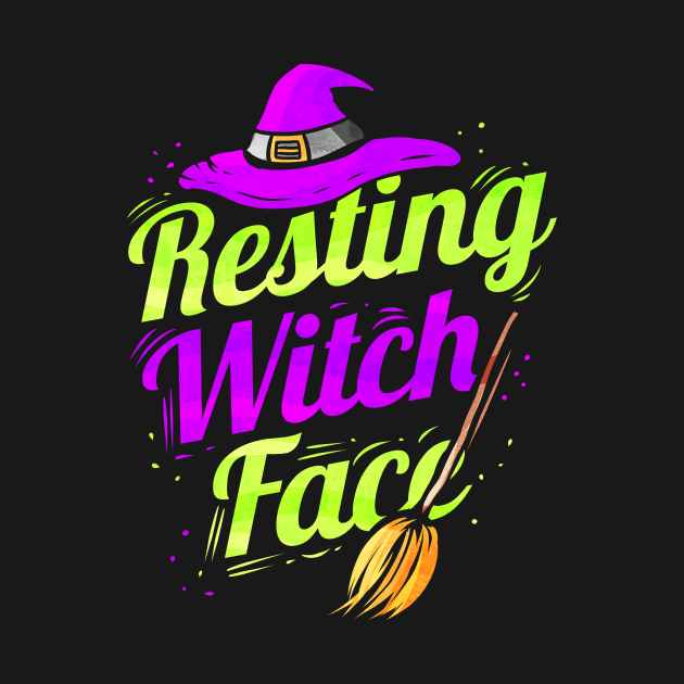 Witch hat broom Halloween Resting Witch Face by SinBle
