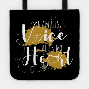 'I Am His Voice, He Is My Heart' Autism Awareness Shirt Tote