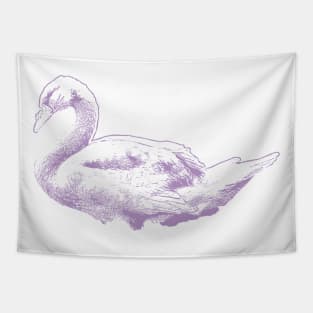 Purple Swan vintage drawing Tapestry