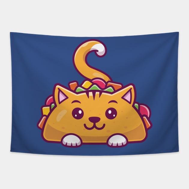 Cute Cat Taco Cartoon Tapestry by Catalyst Labs