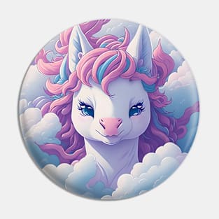 watercolor unicorn surrounded by clouds sticker illustration Pin