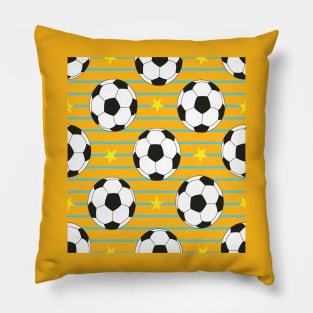 Vector seamless pattern with soccer balls and stars in cartoon style. Football pattern design Pillow