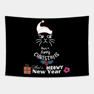 Merry  Santa Cat Christmas Tapestry