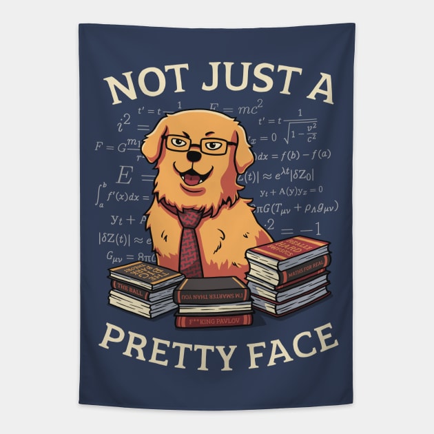 Not Just a Pretty Face // Golden Retriever, Smart Doggo, Scientist Tapestry by Geekydog