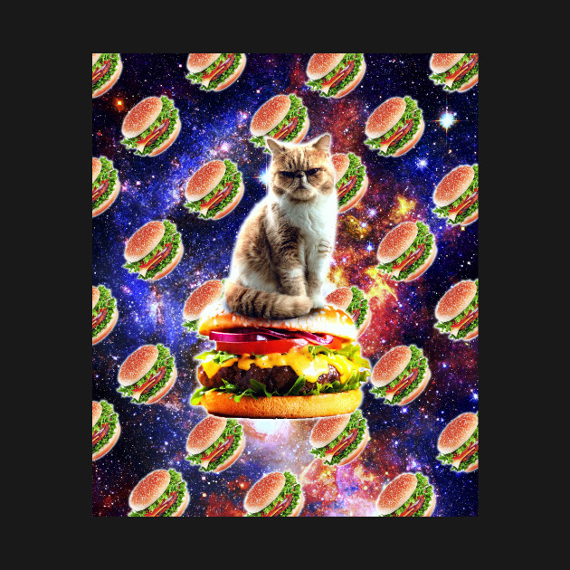 Discover Hamburger Astro Cat On Burger - Hamburger Astro Cat On Burger - T-Shirt