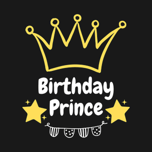 Birthday Prince Gold Crown Men or Boy Party Outfit T-Shirt