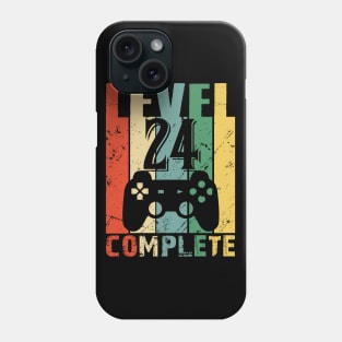 Vintage 24th Wedding Anniversary Level 24 Complete Video Gamer Birthday Gift Ideas Phone Case