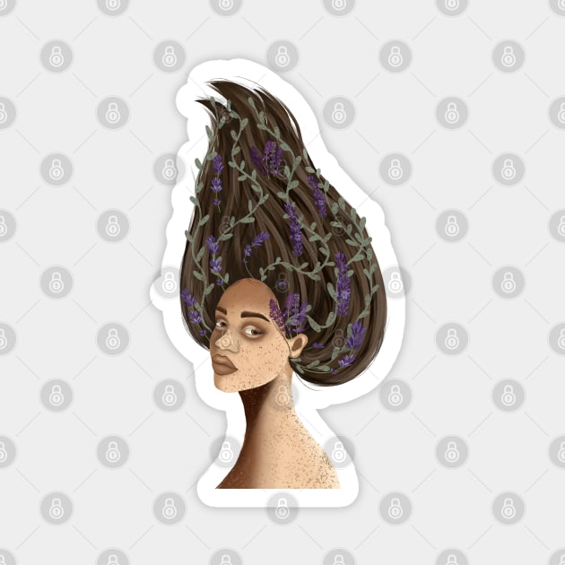 African american woman fairy nymph freckles unique design Magnet by Nastya Li
