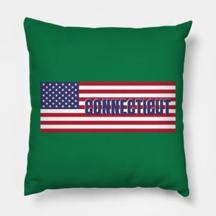 Connecticut State in American Flag Pillow