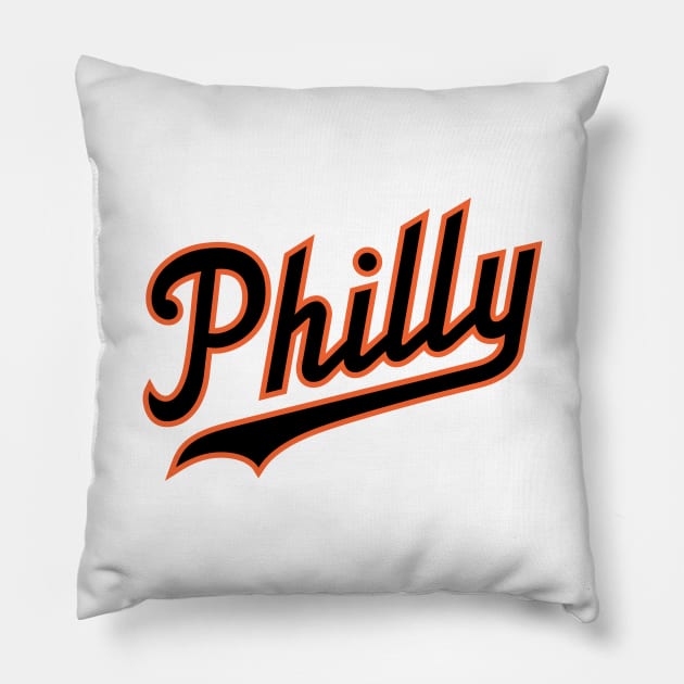 Philly Script - White/Black Pillow by KFig21